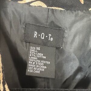 RQT Black and Tan Linen Blend Garment